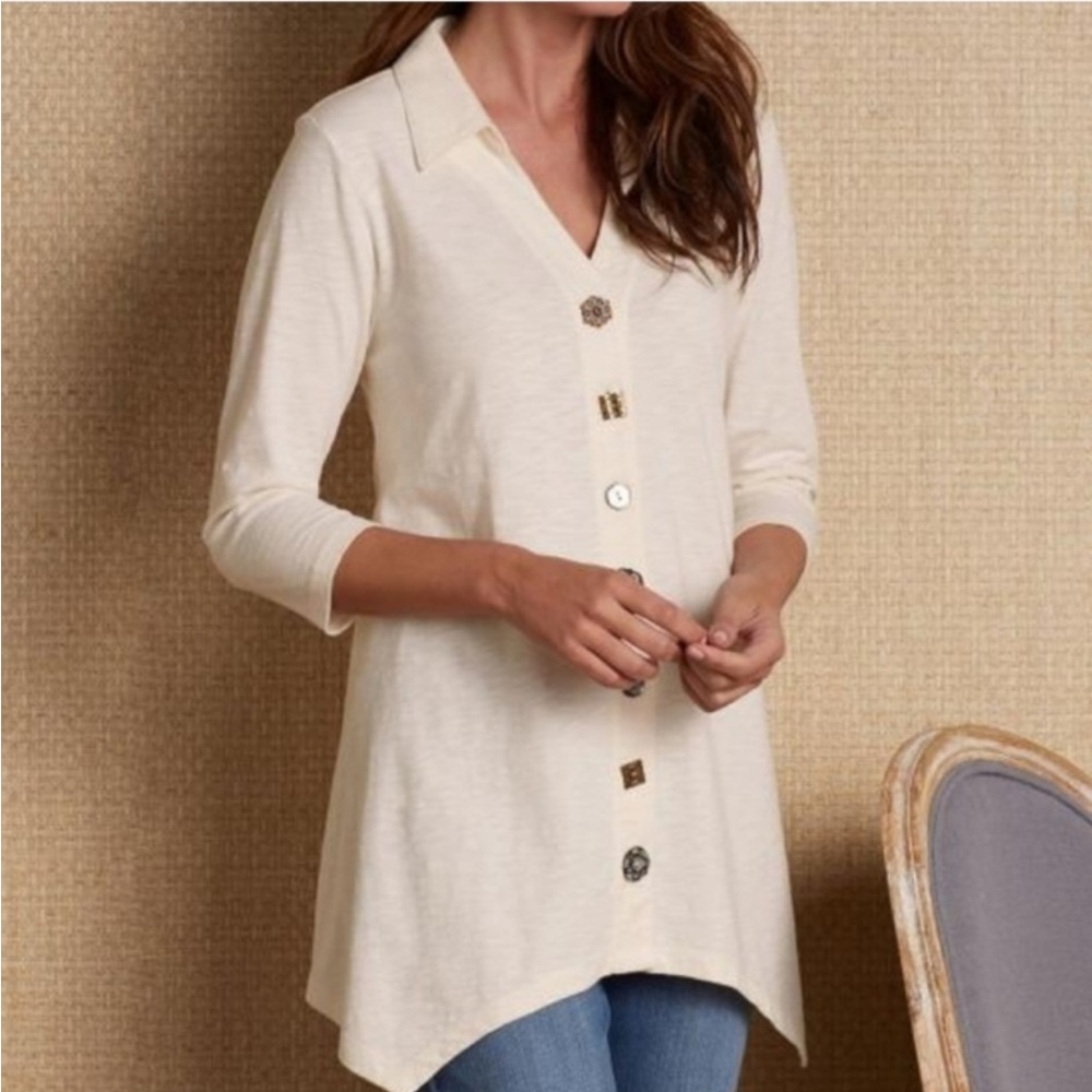 Soft Surroundings Danielle Button Down asymmetric… - image 2